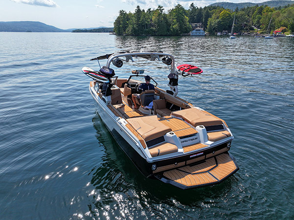 Boat heading out on lake